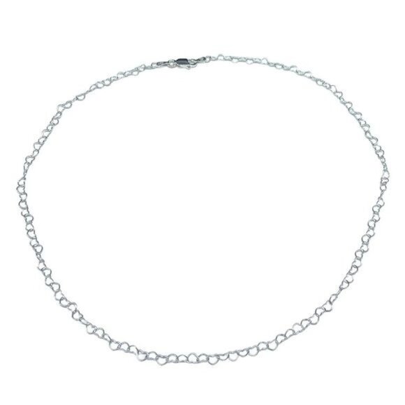 24” Sterling Silver Heart Chain Link Necklace Solid 925 Italy Italian Hearts - Picture 1 of 7